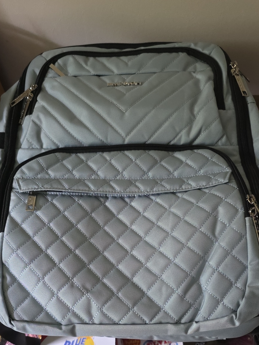 Empsign Light Gray Quilted Women's Backpack Bag